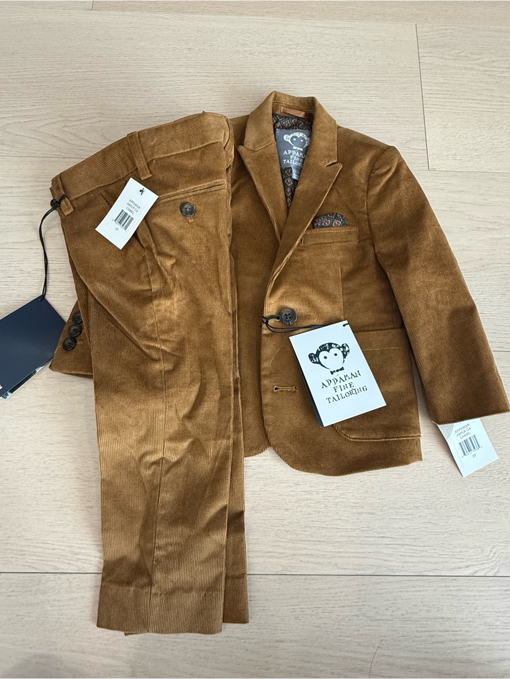 NWT Appaman Brown Corduroy Boys' Suit Jacket & Pants | 3T